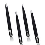 Professional Tweezers for Eyebrows,4 Pcs Eyebrow Tweezers Set for Ingrown Hair Removal Eyelash Extension Eyebrows Plucking Tweezers