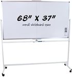 Sunnydaze Rolling Magnetic Whiteboard - 68" x 37" Double-Sided Dry Erase Board with Wheels for Office, School, or Home