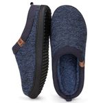 MERRIMAC Men's Slip-on Slippers Comfy Memory Foam Non-slip Indoor House Shoes Navy Blue,8-9 US