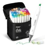 Ohuhu Alcohol Markers - AP Certificated 60-color Double Tipped Art Marker Set for Artist Adults Coloring Illustration - Chisel and Fine Dual Tips - Refillable - Oahu Series of Ohuhu Markers
