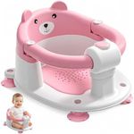 Baby Bath Seat for Babies 6 Months & up, Non-Slip Toddler Bath Seats for Babies Sitting Up, Safe Infant & Newborn Bathtub Chair with 4 Suction Cups & Soft Cushion for Shower,Pink