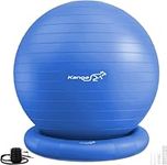 Exercise Ball | Yoga | Balance | Pregnancy | Ring Base | Ball Chair | 55cm - 85cm | Home or Office Desk | Includes Pump | Blue