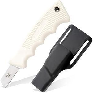 BEAR & SON 6.5" Fixed Blade Utility Knife with Sheath – High Carbon Stainless Steel Blade, White Kraton PowerGrip Handle – Compact Outdoor, Camping, Hunting, Survival, Bushcraft & EDC Knife Tool