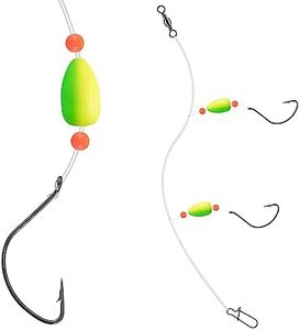 Alwonder 5PCS Pompano Rigs Surf Fishing Rigs with Snell Floats Saltwater Fishing Rigs Live Bait Rigs, Fishing Swivels Duo Lock Snaps Circle Hooks Beach Surf Casting Pier Jetty Fishing Green and Yellow