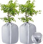 GIONAR 2PCS Plant Winter Protection Pot -50x45cm Flower Pot Protection Bag - Anti-Frost Winter Pot Plant Cover with Drawstring and Zipper for Winter Outdoor Fruit Trees Potted Plants Shrubs