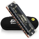 East top Harmonica Key of F# 10 Holes 20 Tones 008K Diatonic Blues Harmonica with Black Case, Top Grade Harmonica for Adults, Professional Player and Students