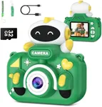 Kids Camera, Toddler Digital Camera for Ages 3-12 Boys Girls Childrens, Christmas Birthday Gifts, Selfie 1080P HD Video Camera for 3 4 5 6 7 8 9 Years Old Boys Girls Toys Gifts (Green-Robot)