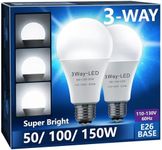 Briignite 3 Way LED Light Bulbs 50-100-150W Equivalent Daylight White 5000K, 3-Way A21 LED Light Bulb E26 Medium Base, 600LM-1250LM-1850LM, Perfect for Table Lamp, Floor Lamp, Desk Lamp, 2 Pack