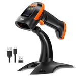 Tera Barcode Scanner Wireless with Stand: 1D 2D QR Handheld Bar Code Reader with Digital Setting Screen & Keypad Works with Bluetooth 2.4G Wireless USB Wired for Warehouse HW0009