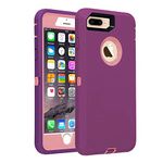 Case for iPhone 7 Plus/8 Plus, Heavy Duty 3 in 1 Built-in Screen Protector Cover Dust-Proof Shockproof Drop-Proof Scratch-Resistant Shell for iPhone 7+/8+, 5.5inch, Purple