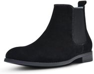 Chelsea Boots for Men Suede Casual - Ankle Chukka Dress Slip on Boots Waterproof QEXXM01-BLACK-9.5