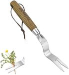 Weed Puller Tool, Hand Weeder with Good Leverage for Easy Pulling Weeds, Heavy Duty Stainless Steel Dandelion Puller Tool, Weed Digger Fork with Comfortable Wood Handle for Removal Dandelion crabgrass