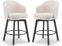 KISLOT Counter Height Barstools 26 inch Upholstered Swivel Bar Stools with Back for Kitchen Island,Set of 2,Beige Fabric