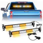 LRTER 2 in 1 Emergency Strobe Traffic Advisor Light Bar Amber White Warning Hazard Safety Interior Windshield Dash Lights Emergency Lights for Trucks Construction 2x17.7, Amber/White