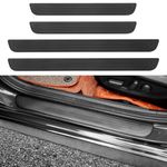 4 Pcs Universal Car Door Sill Scuff Plate Cover, Threshold Protection, PVC Soft Rubber Front/Rear Guard, Welcome Pedal Protector (Black)