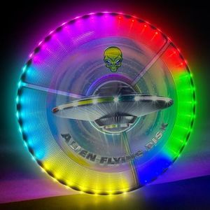 Punieayi Glow in The Dark LED Flying Disc- 38 RGB LED Lights, 7+5 Light Up Modes, Rechargeable, Waterproof Outdoor Games Cool Toys for Adult and Family/Boys/Teens/Kids Beach Camping Lawn Yard Games