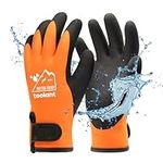 100% Waterproof Gloves for Men and Women, Winter Work Gloves for Cold Weather, Touchsreen, Thermal Insulated Freezer Gloves, With Grip, Orange, Medium