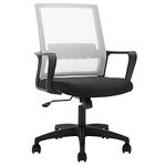 FDW Home Office Chair Ergonomic Desk with Lumbar Support Armrests Mid-Back Mesh Computer Executive Adjustable Rolling Swivel Task (White)