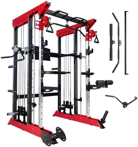 Power Cage SmithMachine, 3600lbs Power Cage Light Commercial Grade Superior Multi-Functional Power Rack Home Gym, with Cable Crossover, Squat Rack for Home Gym Equipment, Space-Efficient Design