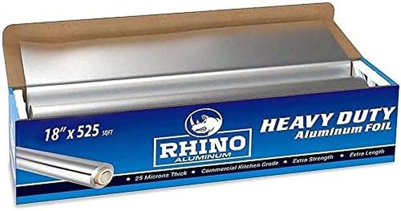 Rhino Aluminum Heavy Duty Aluminum Foil | Rhino 18 x 525 sf Roll, 25 Microns Thick | Commercial Grade & Extra Thick, Strong Enough for Food Service Industry (Pack of 1)