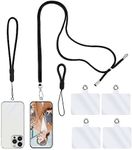 simarro Universal Cell Phone Lanyard, Crossbody Patch Phone Lanyards For Around The Neck, Phone Neck Lanyard, Wrist Phone Strap, Finger Phone Strap, 4× Phone Patch (Black)