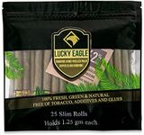 Lucky Eagle Pre Rolled Cones - Hand Rolled Palm Leaf Rolls With Corn Husk Filter - Natural Pre-Wrapped, Organic Slim Wraps, 25 Rolls (Slim)