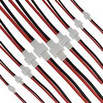 YUNIQUE UK 10 Pairs 2.0 2-Pin Silicone Cable Male Female for RC Lipo Battery with JST Connector (1S)