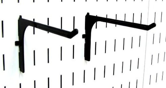 Wall Control 10-ER-106 B Pegboard 6" Reach Extended Slotted Hook Pair Slotted Metal Hooks for Wall Control Pegboard Only, Black