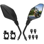 KEMIMOTO Motorbike Mirror E mark Universal 7/8 inches, Motorcycle Handlebar Mirror Rear Side Mirror with M8/M10 threaded bolt and 2 handlebar clamps fit MT07 MT09 SV650 2 Pack