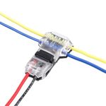 Brightfour T Tap Wire Connectors for 14-18 AWG Wires, No Wire Stripping 3 Way 2 Pin Wire Connectors, Solderless Wire Splice Connectors, Low Voltage and High Voltage Wire Connectors 12 Pack