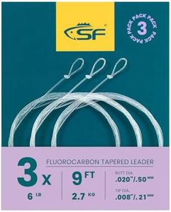 SF 3 Packs Pre-Tied Loop Fly Fishing Tapered Leader Fluorocarbon 9FT 3X