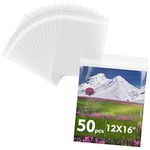 Mat Board Center, 50 Pack 12 2/5" x 16 1/2" Acid-Free Crystal Clear Sleeves Storage Bags for 12x16 Art Prints/Pictures/Photos/Framing Mat Mattes