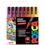 Posca PC-3M Paint Marker Art Pens - 0.9-1.3mm – Warm Tones Set of 8 Pens in Gift Box