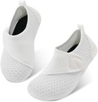 Toddler Boys Girls Water Shoes Slip on Water Socks for Swim River Easy White 6-7 Toddler