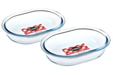 Ôcuisine® Oval Pie Dishes Small Pack of 2 Glass Pie Dishes Extreme Resistance | Oven Safe - Freezer Safe - Microwave Safe | Borosilicate Glass | Made in France