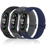 enkic Elastic Adjustable Watch Straps Compatible with Xiaomi Mi Band 7/Mi Band 6/Mi Band 5 Straps, Stretchy Nylon Loop Replacement Sport Wristband for Women Men