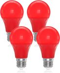 DoRight Red LED E27 Edison Screw Bulbs, 9W A60/A19 GLS Coloured Light Bulb E27 Red Filament Lamp 60W Incandescent Equivalent Non-dimmable for Home Party Bar Christmas Decoration Lighting (4-Pack)