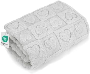 gogobunny Calming Plush Dog Cat Blanket 300GSM Coral Fleece, Ultra-Soft Machine Washable Pet Bedding for Small Medium Dogs Cats Puppies Kittens (Silver, 60x80)