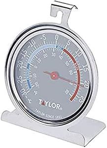 Taylor Pro Fridge Freezer Thermometer, Accurate Multi-Functional Kitchen Home Appliance Safe Storage Temperature Gauge, Classic Design, Stainless Steel