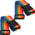 Tounto 2 Pack Luggage Straps - Adjustable Suitcase Belts 46"-78" , Heavy Duty Travel Packing Straps with Sewn-in ID tag, Quick-Release Buckle (Rainbow)