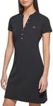 Calvin Klein Women's Petite Everyday Lace Up 1 X 1 Rib Cotton Dress, Black, Large