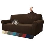 MAXIJIN Newest Jacquard Sofa Covers for 3 Seater, Super Stretch Non Slip Couch Cover for Dogs Pet Friendly 1-Piece Elastic Furniture Protector Sofa Slipcovers (3 Seater, Dark Coffee)