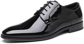 DECARSDZ Mens Classic Formal Oxford Lace-up Patent Leather Shoe for Men Wedding Suit Tuxedo Dress Shoes