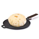 AGARO Royal Pre Seasoned Cast Iron Tawa, 28 cm Diameter, No Chemical Coating, Long Rigid Handle, Fast Heating, Heavy Weight, Gas & Induction Oven Compatible, Roti, Chapathi, Paratha, Omlette Maker