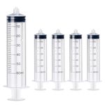 4 Pack 60ml Syringe Luer Lock Sterile Individual Wrap, Plastic Syringes with Tube for Science Labs, Glue Applicator, Feeding Pets, Measuring Liquids (4x60ml)