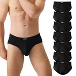 BAMBOO COOL Men's Underwear Briefs Coverd Waistband Comfort Soft Underwear with Contour Pouch Briefs Pack, Black(7pack), Large