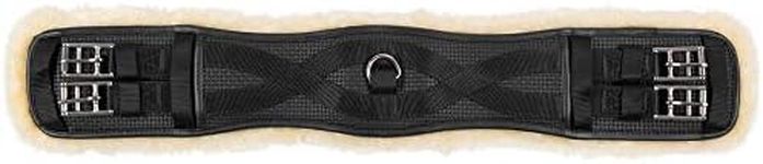 HORZE Atlanta Dressage Girth with Removable Comfort Fleece Padding and Double Elastic Black (28 inches)