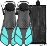 Sugaroom Swim Fins Open Heel, Adjustable Snorkel Fins Diving Fins with Mesh Bag, Snorkeling Gear Flippers Travel Size Short Flippers for Lap Swimming Scuba Dive Adult Men Women Kids