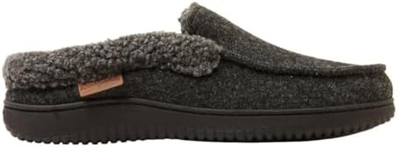 Dearfoams Men's Memory Foam Insole Slipper (BLACK, US Footwear Size System, Adult, Men, Numeric Range, Medium, 9, 10)