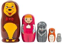 HITT Russian Nesting Dolls Wooden Nesting Toys Fairy Doll «Masha and The Bear Matryoshka 5 Dolls